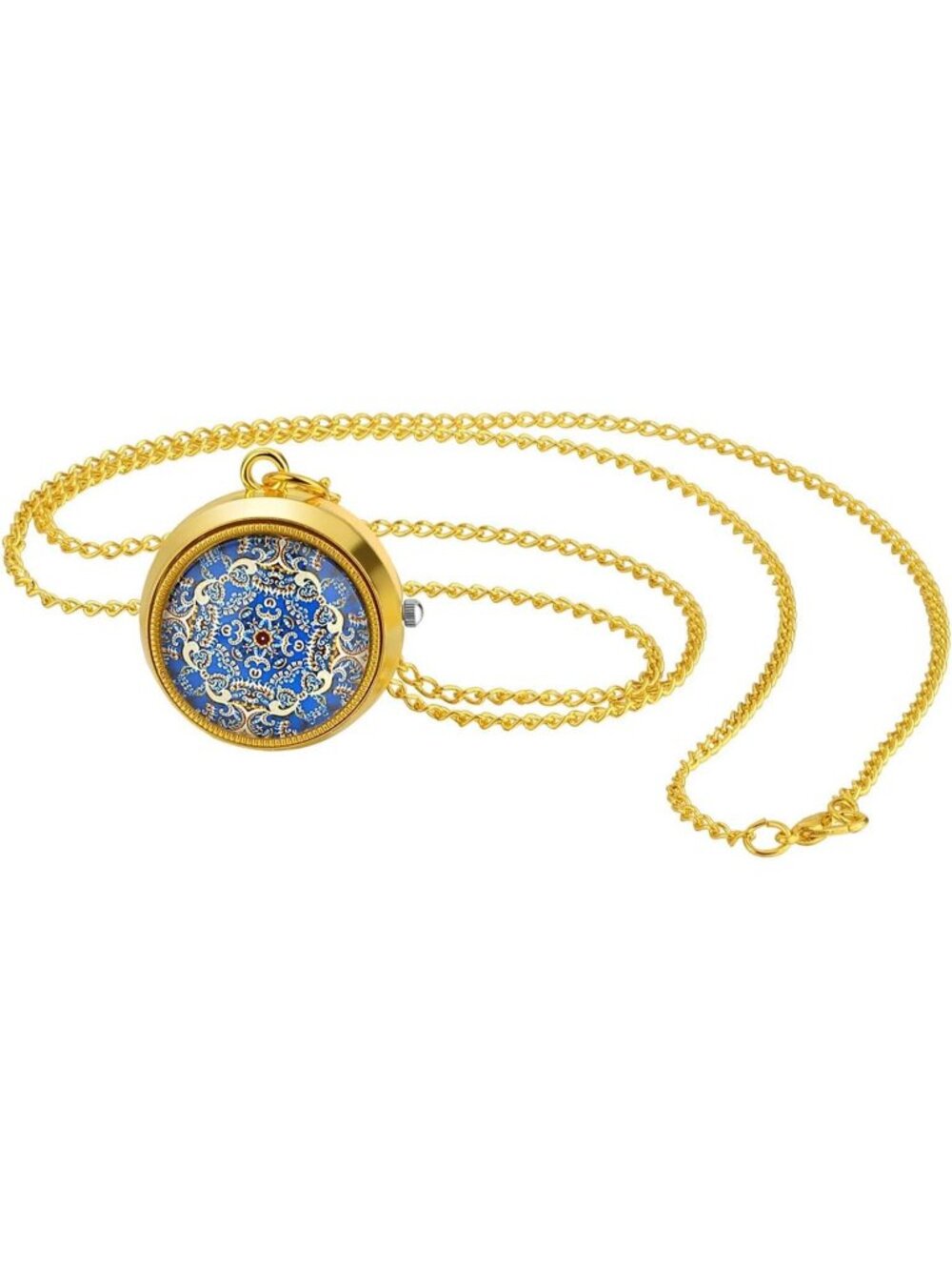 Women's Gold Analog Quartz Floral Vintage Pendant Necklace Chain Pocket Watch